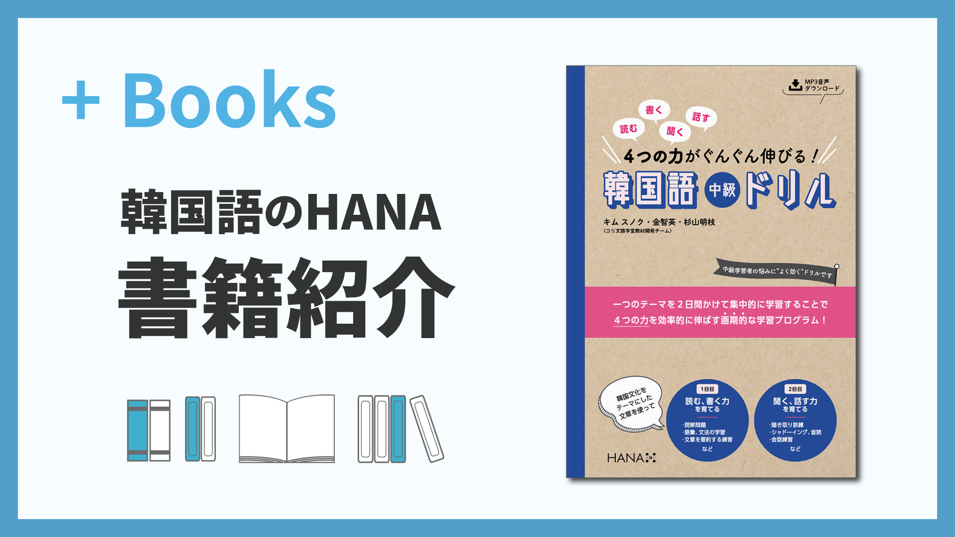 む、書く、聞く、話す 4つの力がぐんぐん伸びる！韓国語中級ドリル