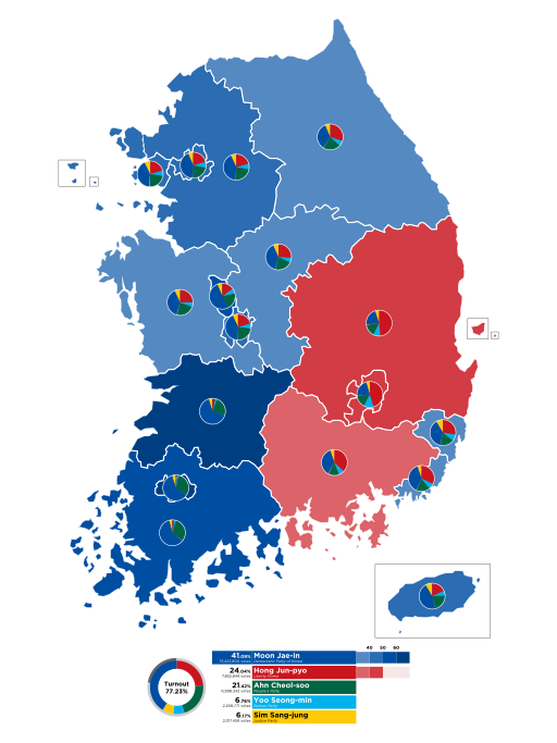 文在寅が圧勝した第19代大統領選挙の投票結果