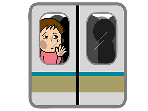満員電車に乗る女性のイラスト