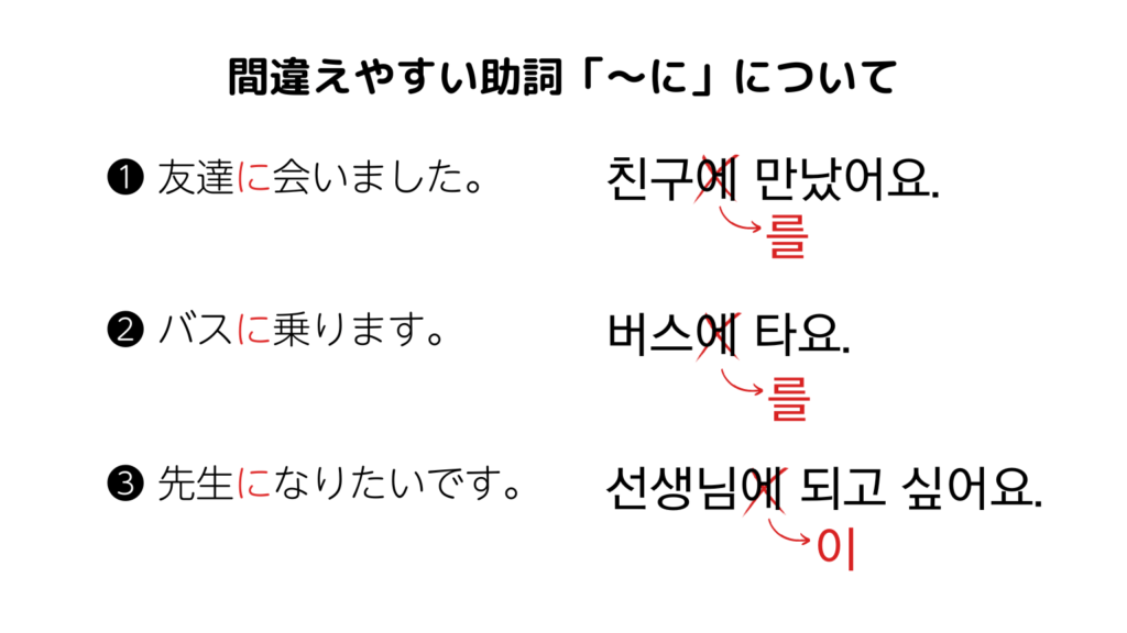 間違えやすい助詞「に」の例