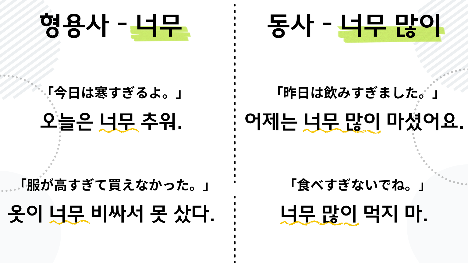 し)すぎる」と너무、너무 많이について | hana+(ハナタス)